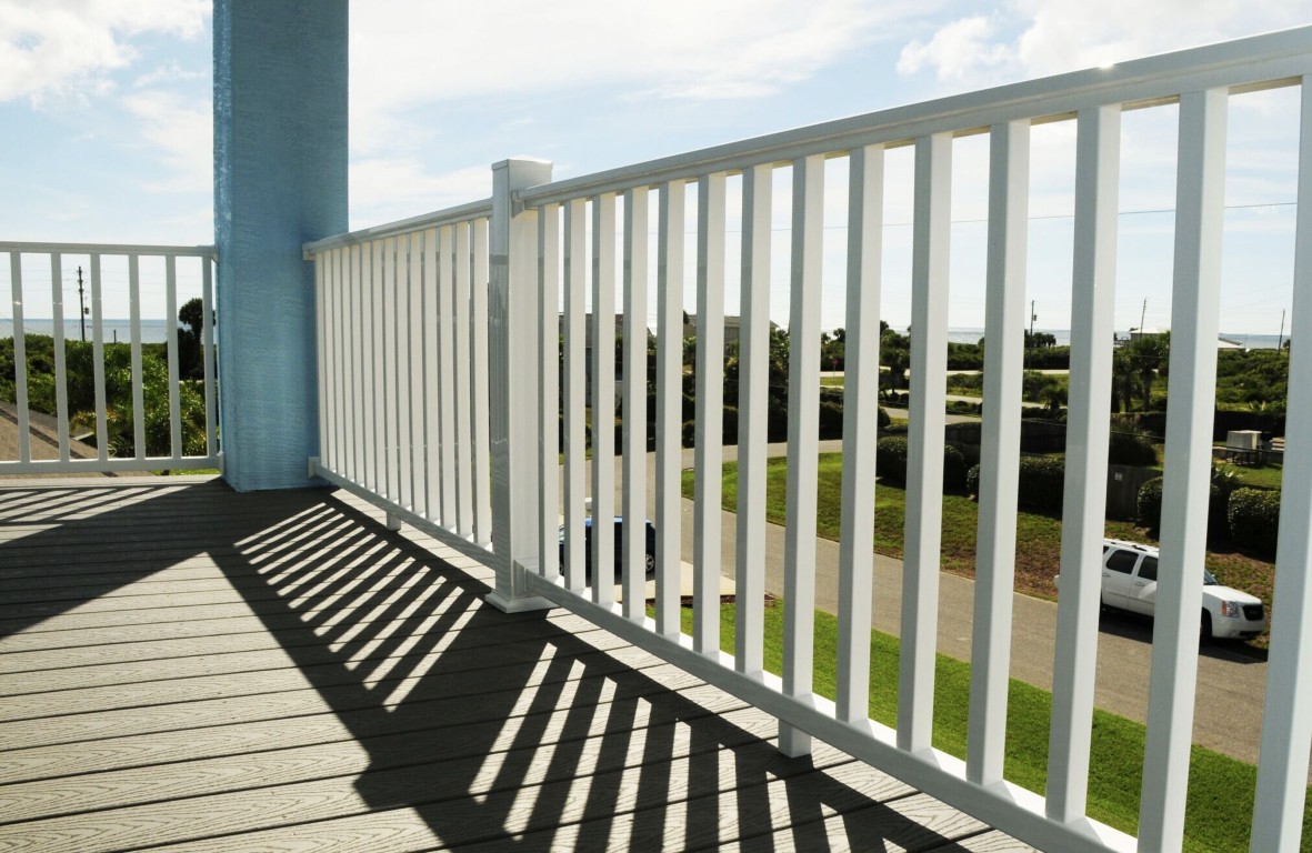 Quality deck construction with white railings in Waco, TX